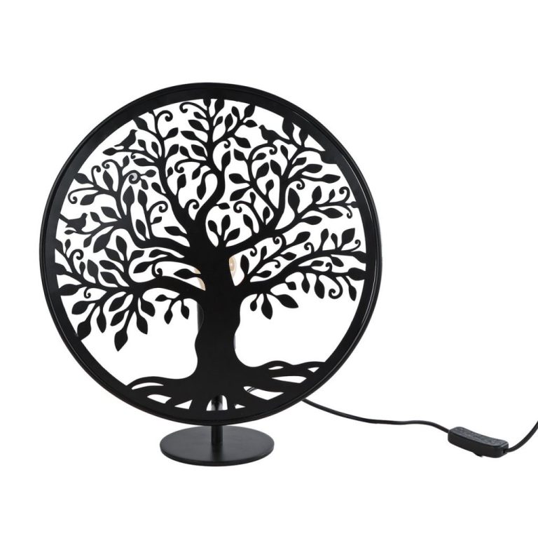 Tafellamp Levensboom Rond 34x13x37 cm Zwart/Metaal | Kopen bij Flickmyhouse