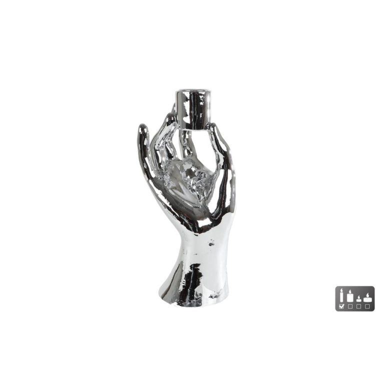 Kandelaar Hand 10x8x21 cm Zilver | Kopen bij Flickmyhouse