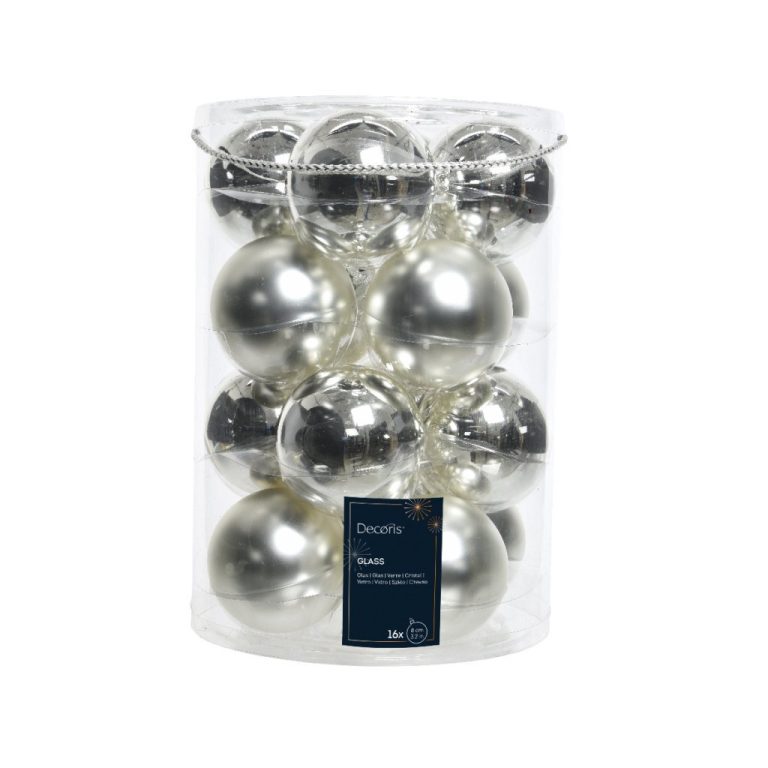 Decoris Glazen Kerstballen 8 cm 16 Stuks Zilver | Kopen bij Flickmyhouse