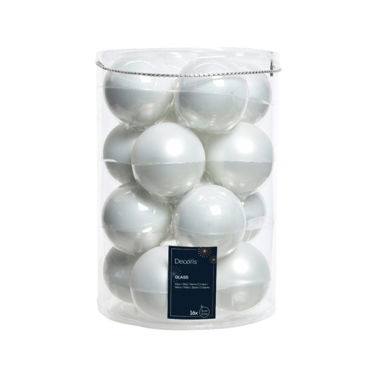 Decoris Glazen Kerstballen 8 cm 16 Stuks Parelmoer | Kopen bij Flickmyhouse