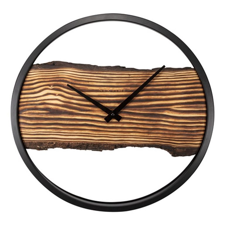 NeXtime NE-3263BR Forest Large Wandklok 45 cm  Hout/Zwart | Kopen bij Flickmyhouse