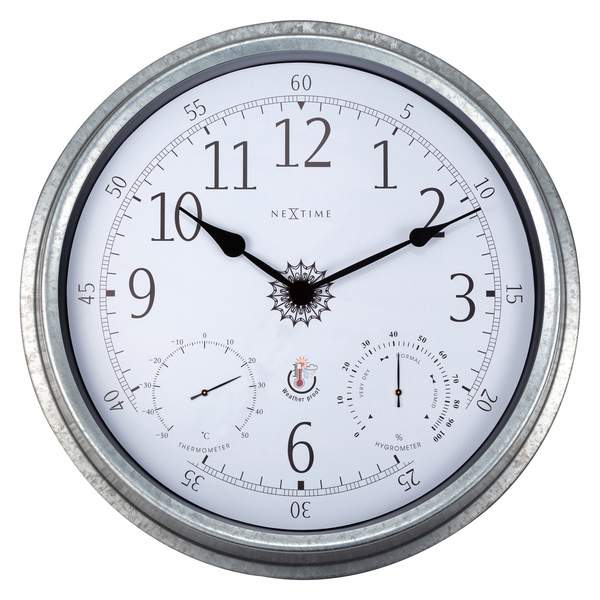 NeXtime NE-4304GA Buitenweerstationklok 40cm Metaal Gegalvaniseerd Tulip | Kopen bij Flickmyhouse