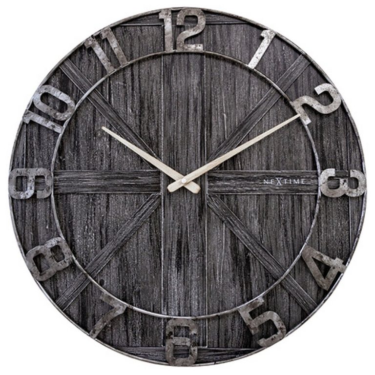 NeXtime NE-3276ZW Wandklok York 50 cm Zwart/Hout/Metaal | Kopen bij Flickmyhouse