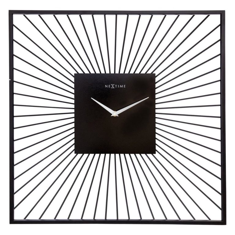 NeXtime Wandklok Vierkant 45x45x15 cm Zwart/Metaal | Kopen bij Flickmyhouse