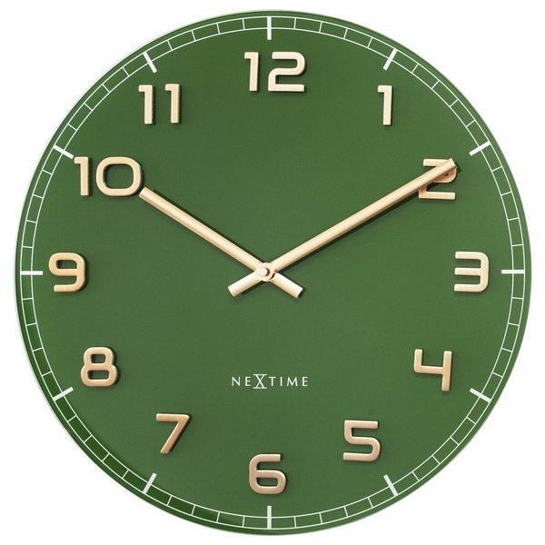 NeXtime NE-3314GC Wandklok Dia 40cm Groen Glas/Aluminium Classy Medium | Kopen bij Flickmyhouse