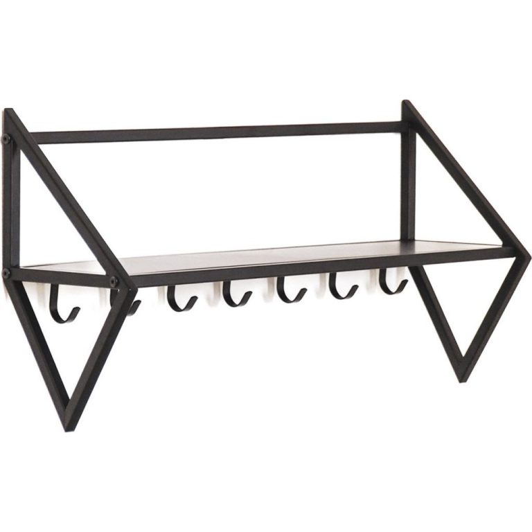 Housevitamin Wandkapstok met 7 Haken 71.5x21.7x36 cm Zwart/Metaal | Kopen bij Flickmyhouse