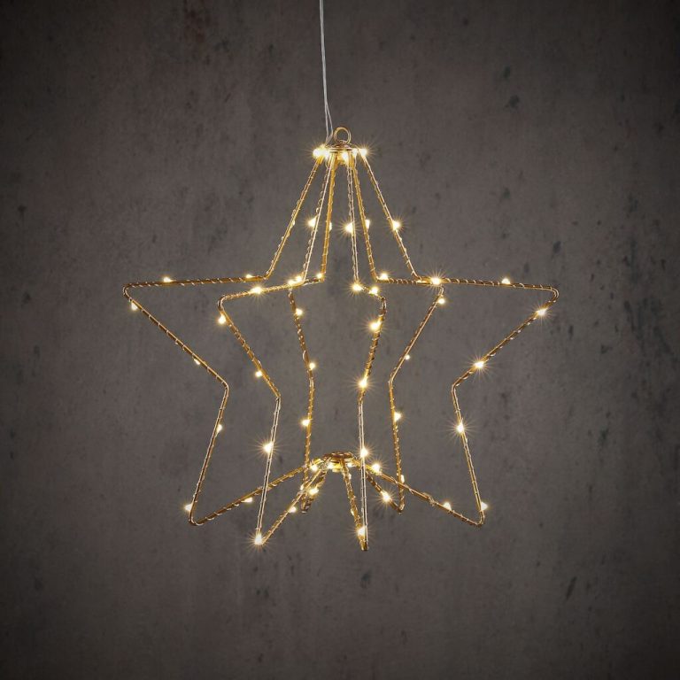 Ster Hangend 60 LEDs Warm Wit 32x30 cm Goud | Kopen bij Flickmyhouse