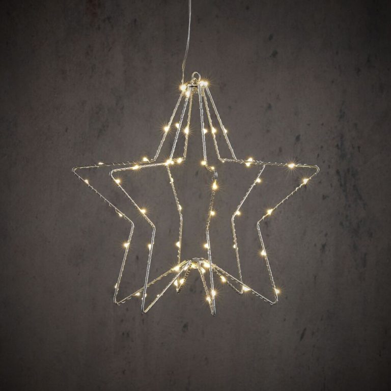 Ster Hangend 60 LEDs Warm Wit 30x30 cm Zilver | Kopen bij Flickmyhouse