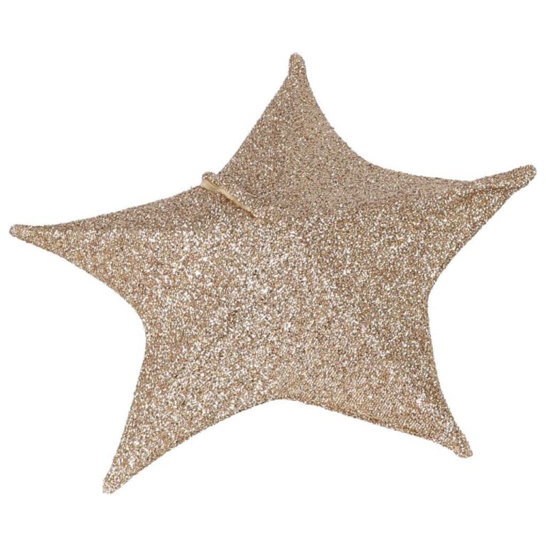 Decoratie Stoffen Kerstster 50 cm met 30 LEDs Goud | Kopen bij Flickmyhouse