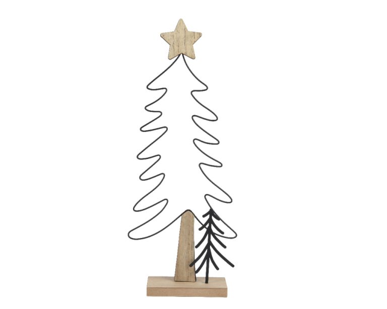 Decoratie Kerstboom 17.5x6x43.5 cm IJzerdraad/Hout | Kopen bij Flickmyhouse