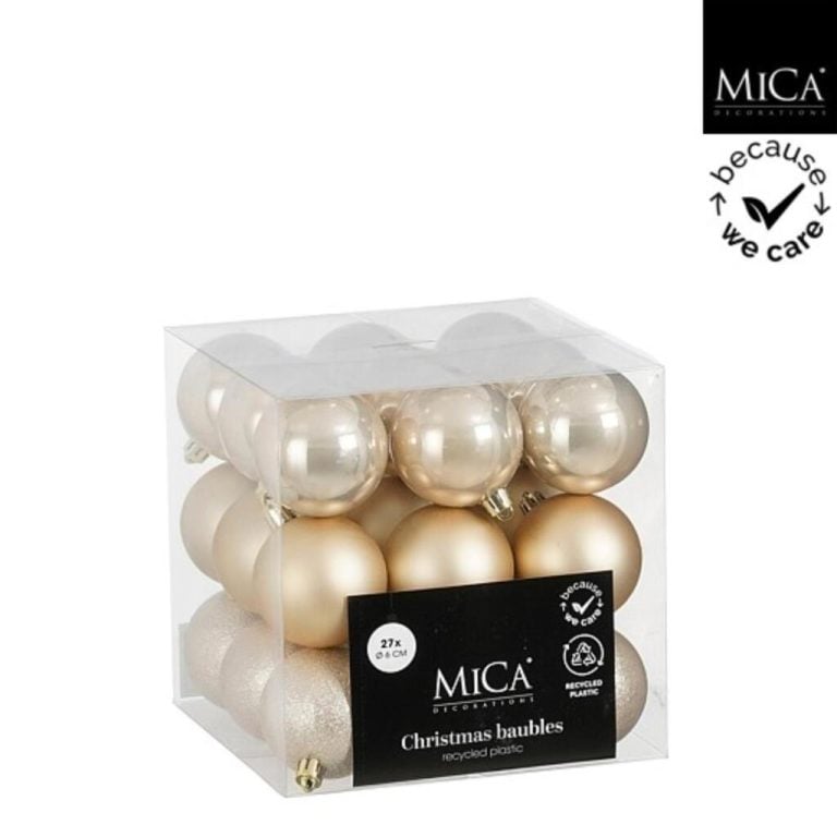 Mica Decorations Kerstballen Onbreekbaar 6 cm 27 Stuks Cr&egrave;me | Kopen bij Flickmyhouse