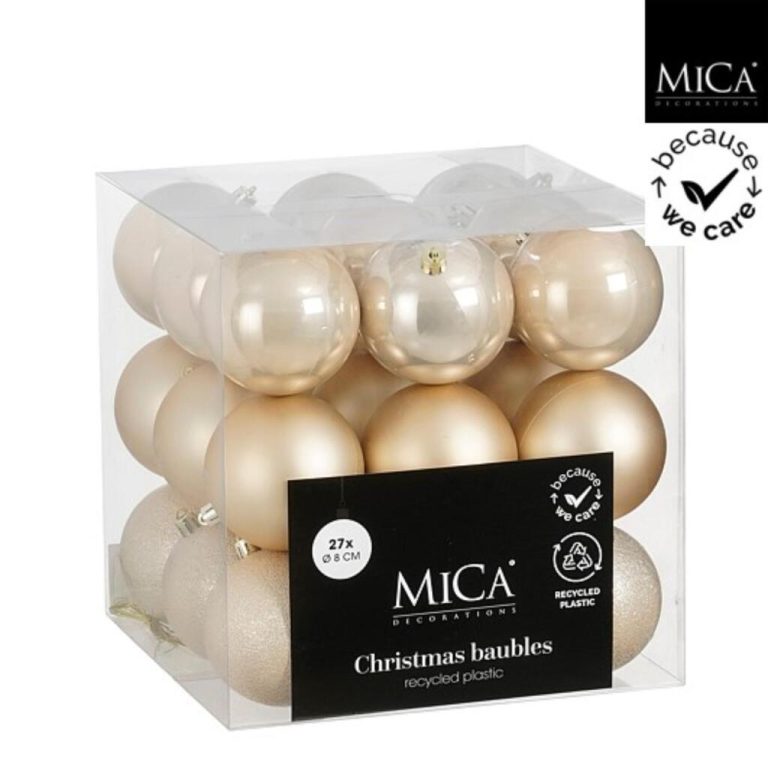 Mica Decorations Kerstballen Onbreekbaar 8 cm 27 Stuks Cr&egrave;me | Kopen bij Flickmyhouse