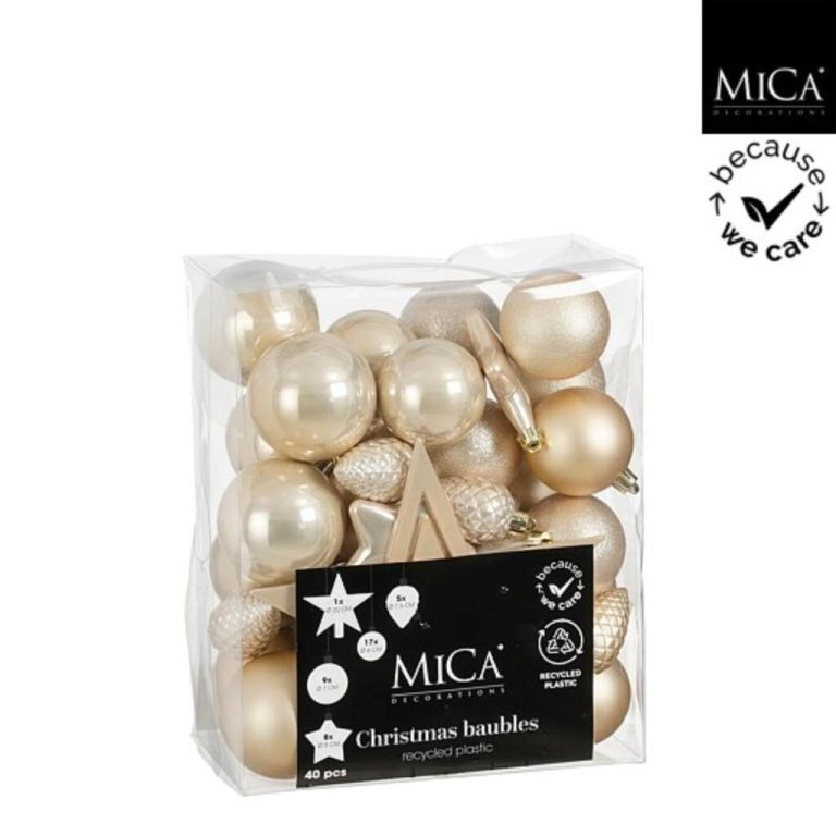 Mica Decorations Kerstballen Onbreekbaar 6 cm 40 Stuks Cr&egrave;me | Kopen bij Flickmyhouse