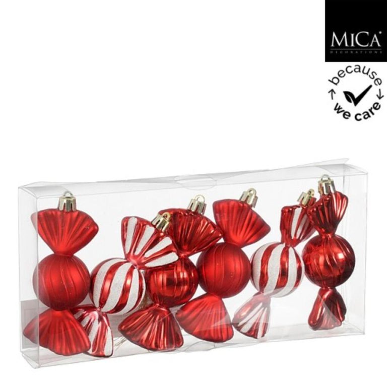 Mica Decorations Snoep Hanger 5x3.5x10 cm 6 Stuks Rood/Wit | Kopen bij Flickmyhouse
