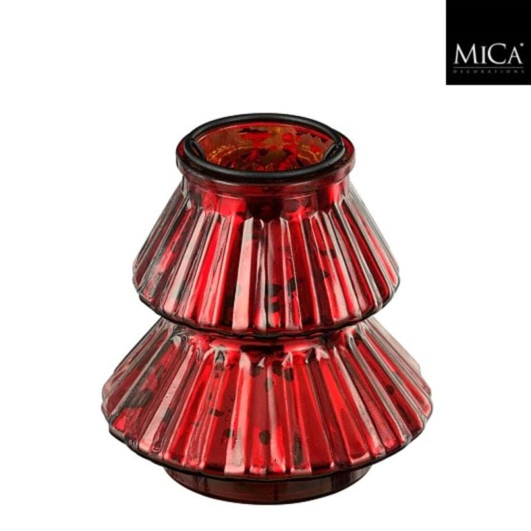 Mica Decorations Glazen Theelichthouder Boom 13x12 cm Rood | Kopen bij Flickmyhouse