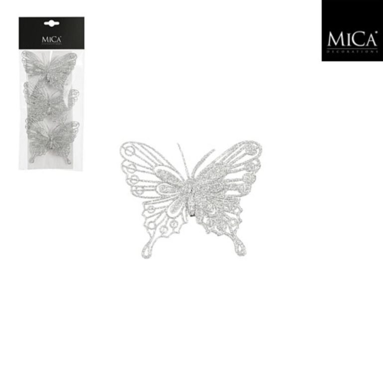 Mica Decorations Clip Vlinder 10x8 cm 3 Stuks Zilver | Kopen bij Flickmyhouse