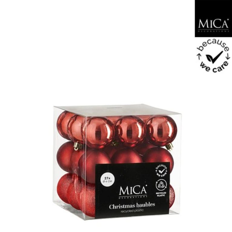 Mica Decorations Kerstballen Onbreekbaar 6 cm 27 Stuks Rood | Kopen bij Flickmyhouse