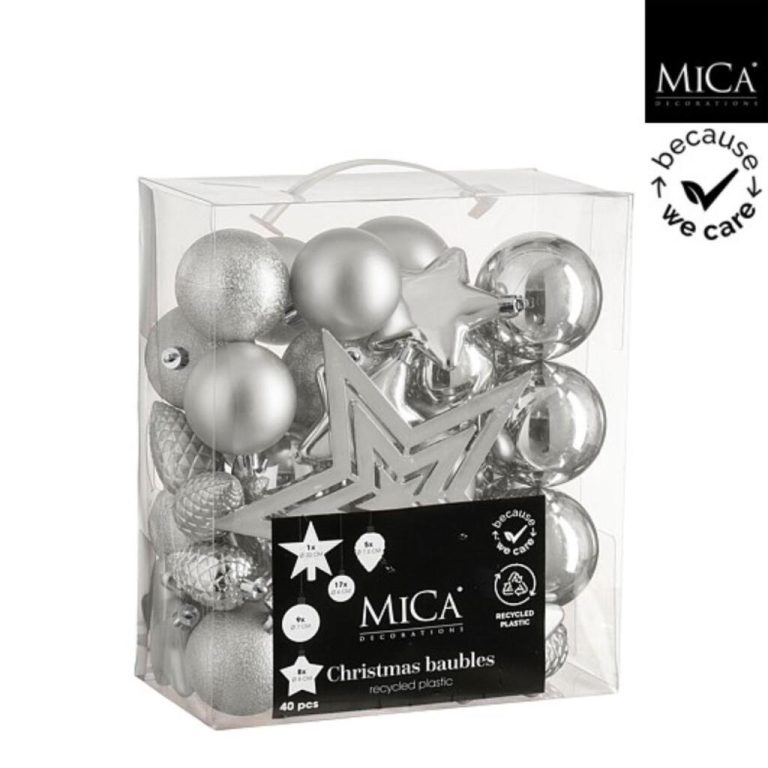 Mica Decorations Kerstboom Decoratie Onbreekbaar 40 Stuks Zilver | Kopen bij Flickmyhouse