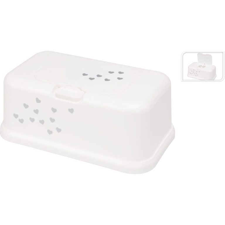 Tissuehouder Hartjes 22x13x9 cm Wit/Grijs | Kopen bij Flickmyhouse