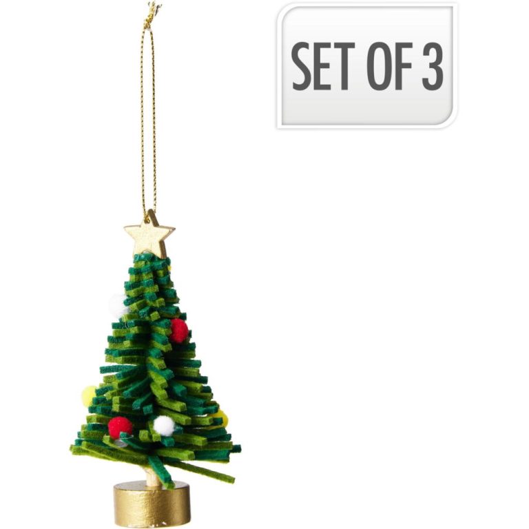 Vilten Kerstboom Hanger 10 cm 3 Stuks | Kopen bij Flickmyhouse