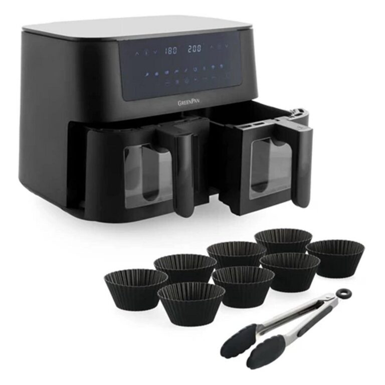 GreenPan Bistro Dual Zone Airfryer 2x 4L 3000W + 9-delige Bakset Zwart | Kopen bij Flickmyhouse