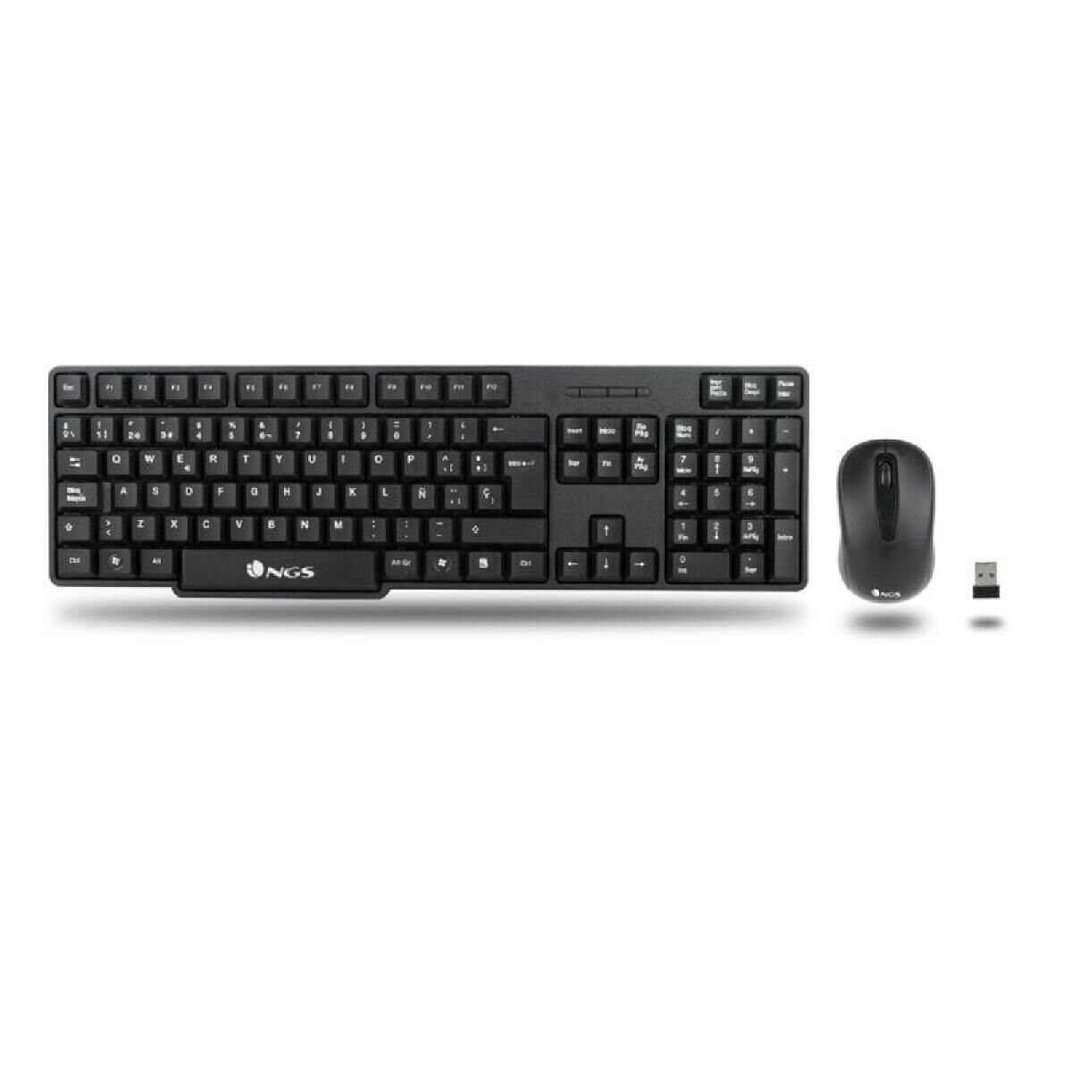 Toetsenbord en muis NGS EUPHORIA KIT Zwart QWERTY Qwerty US Wireless