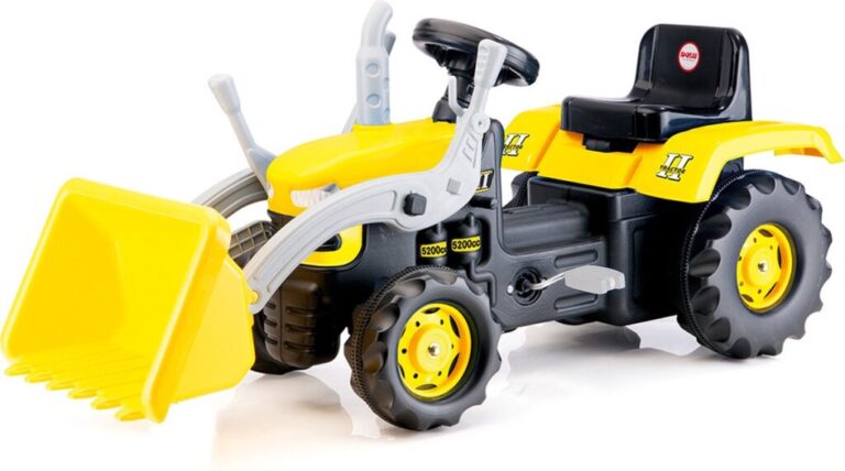 Dolu Traptractor met Voorlader & Claxon Geel/zwart | Kopen bij Flickmyhouse