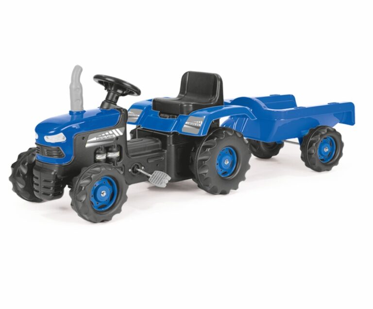Dolu Traptractor met Aanghanger & Claxon Blauw/Zwart | Kopen bij Flickmyhouse