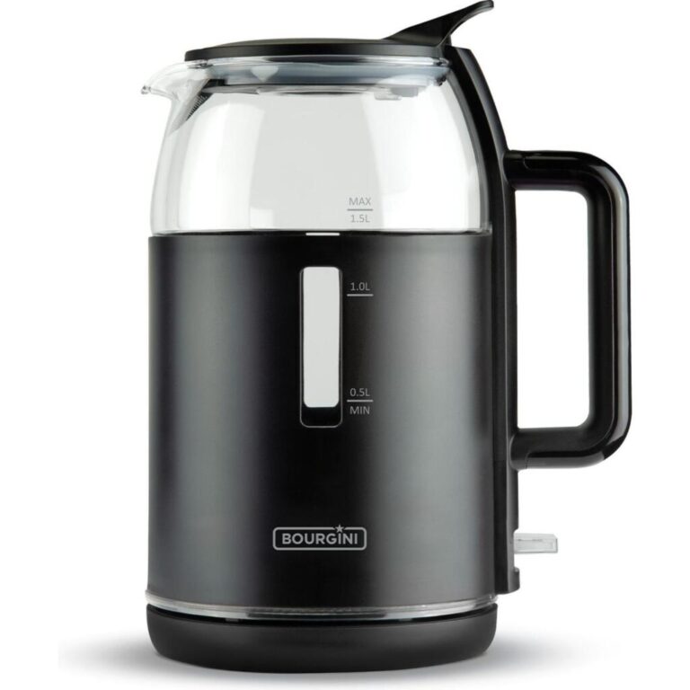 Bourgini Glazen Waterkoker 1.5L Zwart/Transparant | Kopen bij Flickmyhouse