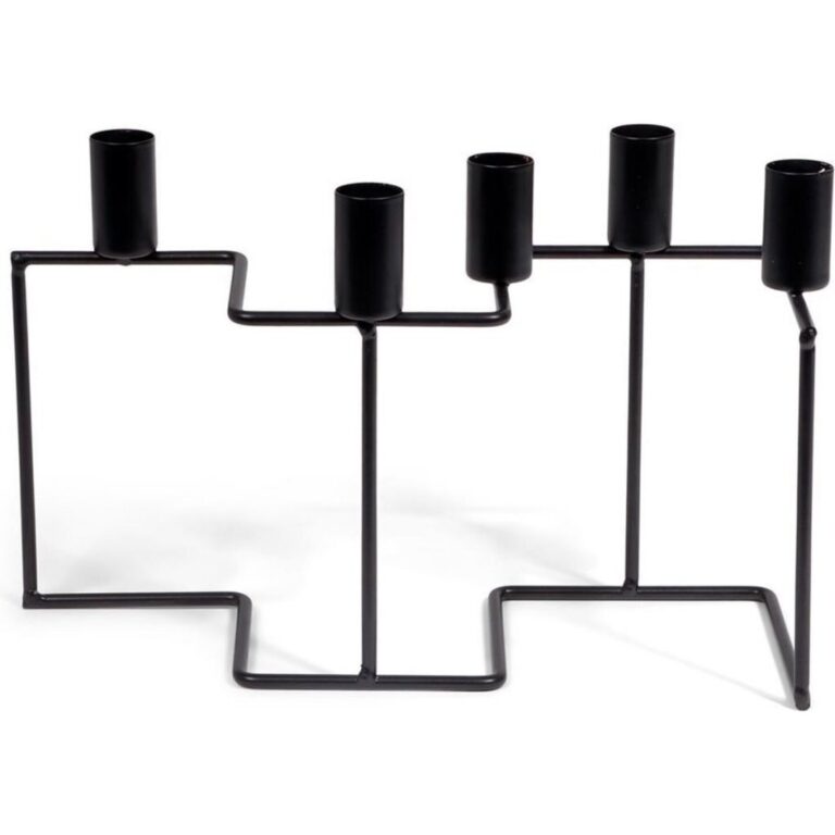 Senza Kandelaar Zig Zag 27.5x10.5x17 cm Zwart/Metaal | Kopen bij Flickmyhouse